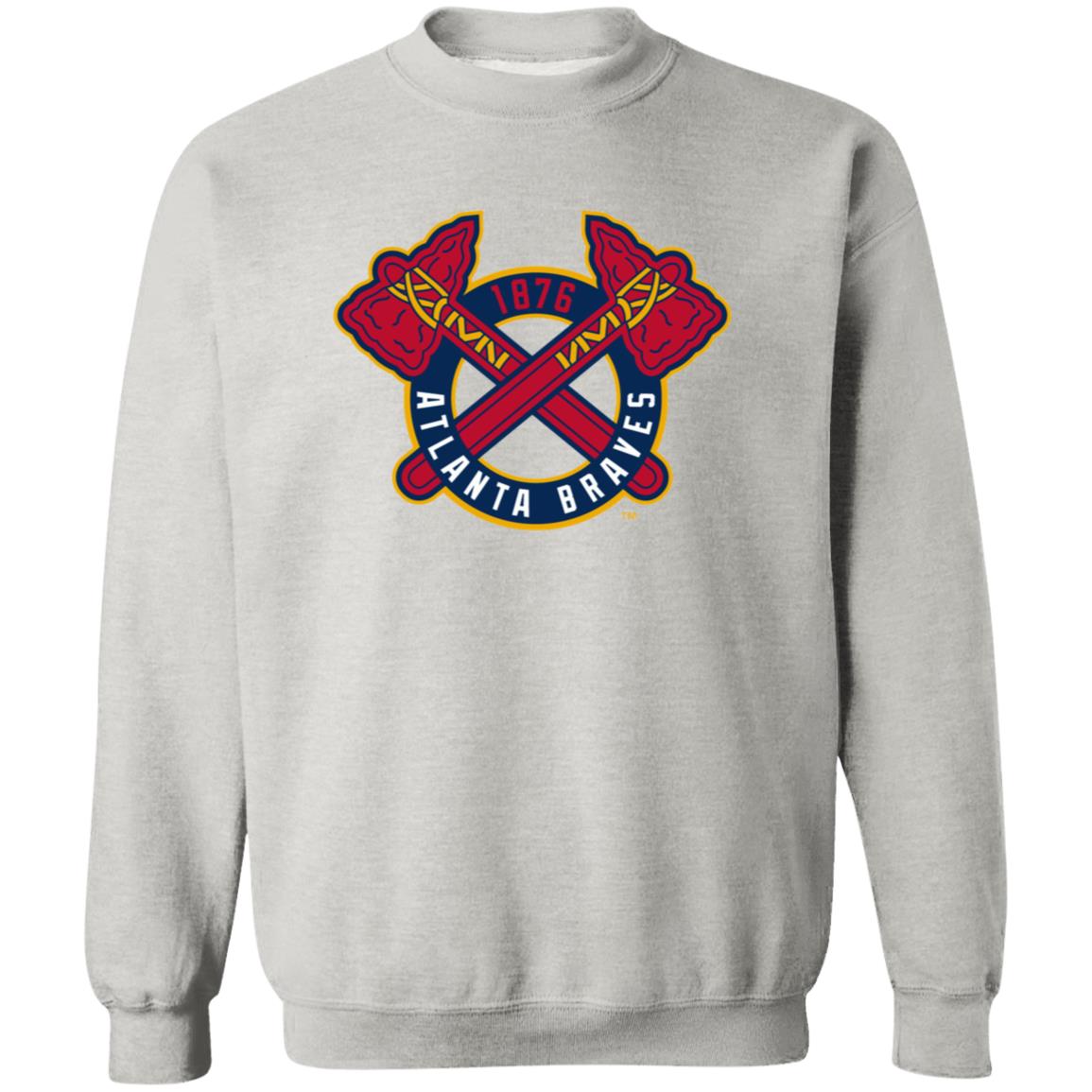 Atlanta Braves Baseball  Unisex Sizing Blend Material Crewneck Pullover Sweatshirt