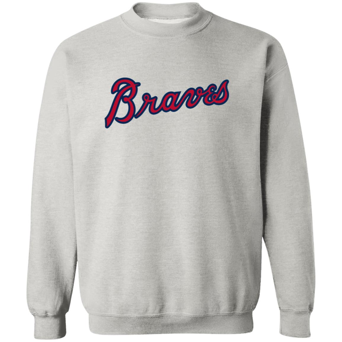 Atlanta Braves Baseball  Unisex Sizing Blend Material Crewneck Pullover Sweatshirt